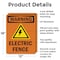 Signmission Electric Fence With Symbol OSHA Warning Sign, Aluminum, 12in W x 18in L, 2PK OS-2PACK-WS-A-1218-V-13121 - alternate 7